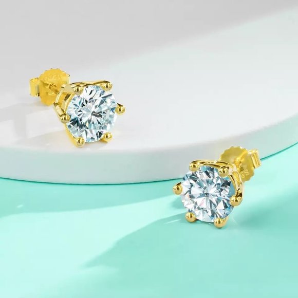 Certified 4ct. t.w. Diamond Stud Earrings 18k Gold over Italy Silver - Picture 3 of 16